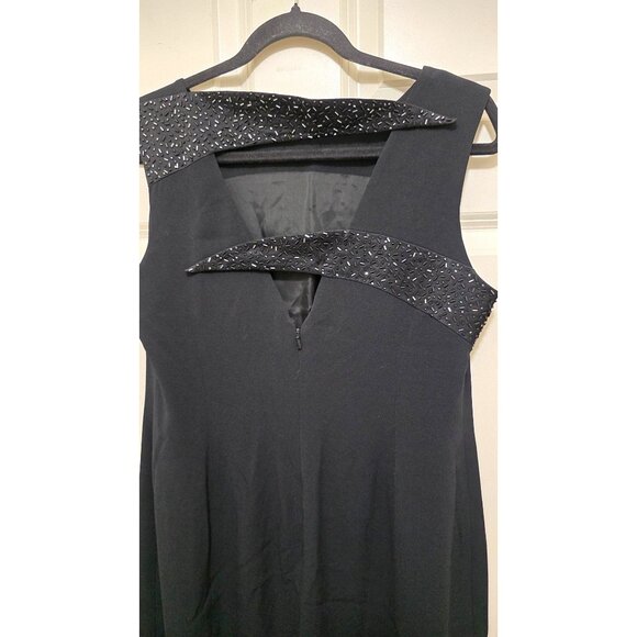 Daymor Petite Black Sleeveless Whimsy goth  Formal Gown Mother of Bride Beaded T - Picture 4 of 7